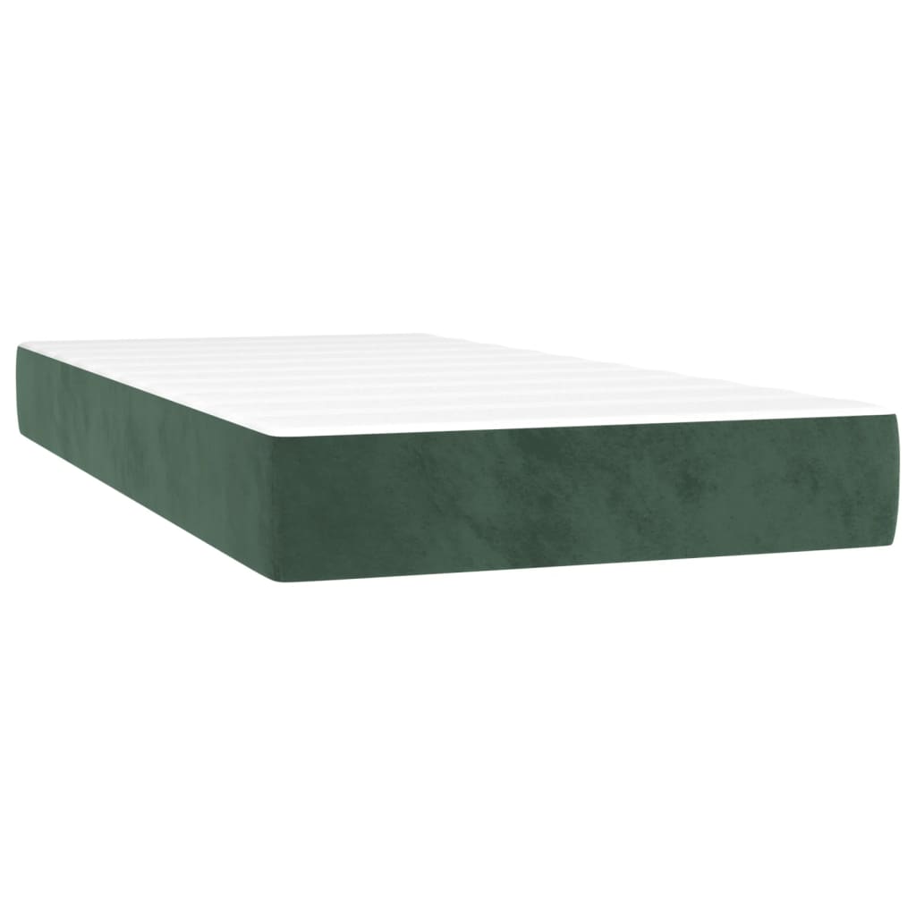 vidaXL Colchón muelles ensacados firmeza media terciopelo verde oscuro 90x190x20 cm
