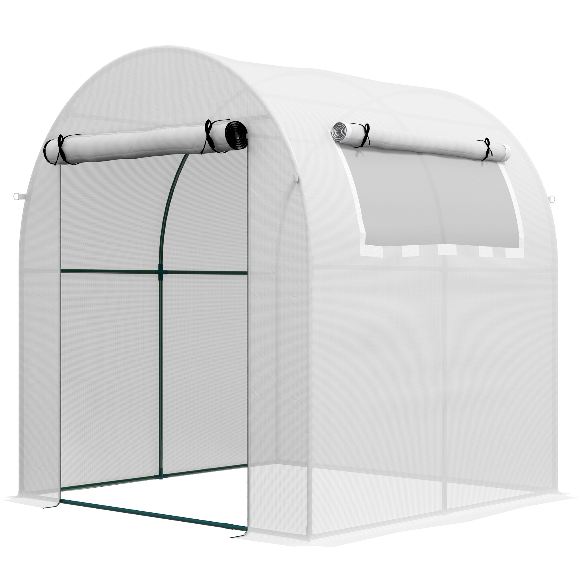 Outsunny Invernadero de Jardín 180x180x200 cm Invernadero de Túnel Pequeño con Puerta Enrollable y Ventana de Malla para Cultivar Plantas Flores