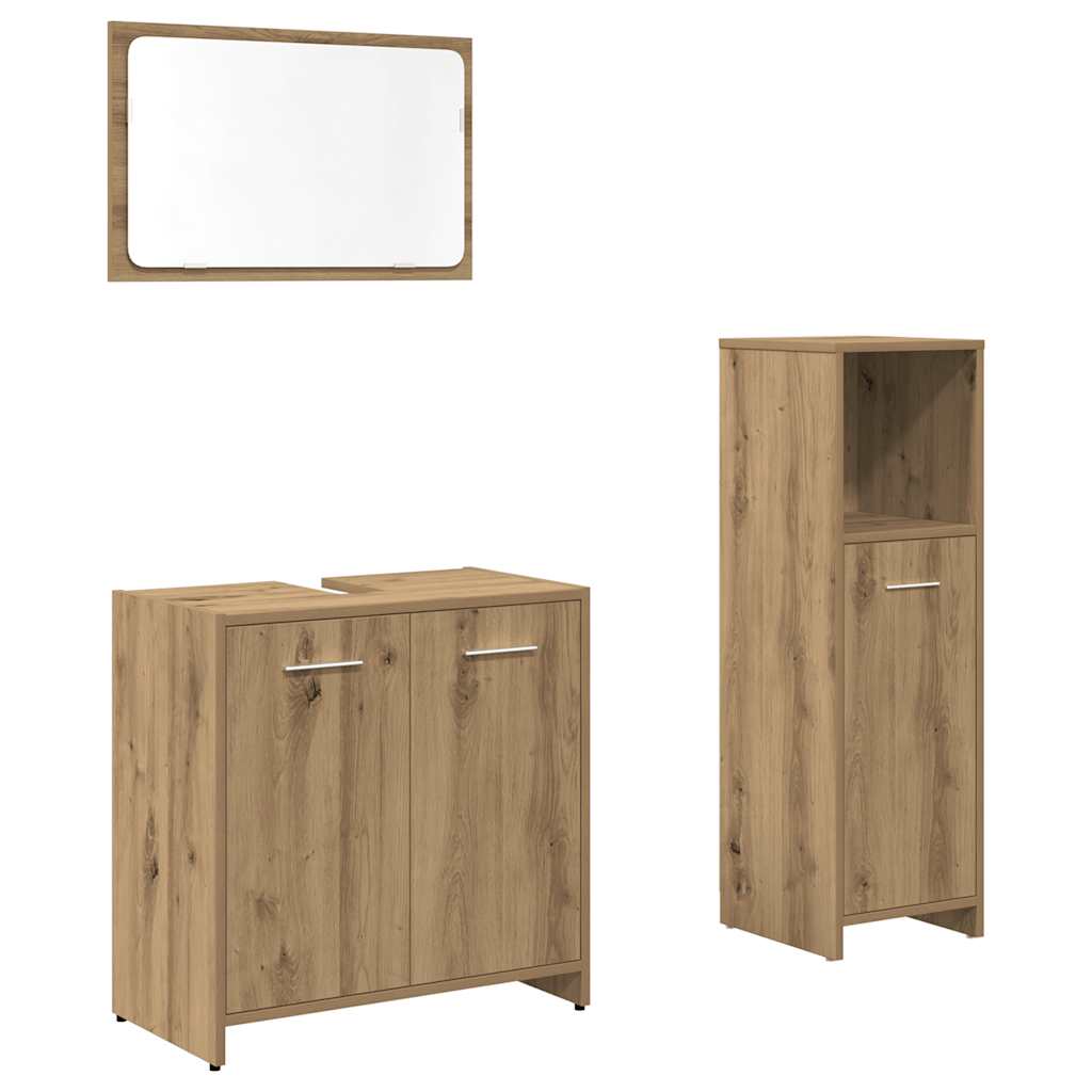 vidaXL Juego de muebles baño 3 piezas madera ingeniería roble artisan