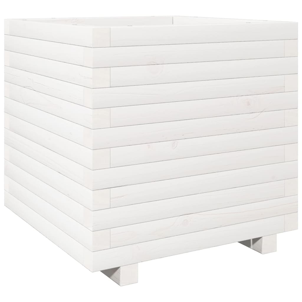 vidaXL Jardinera madera de pino impregnada 50x50x49,5 cm Color Pino natural,  Blanco,  Marrón cera y mas