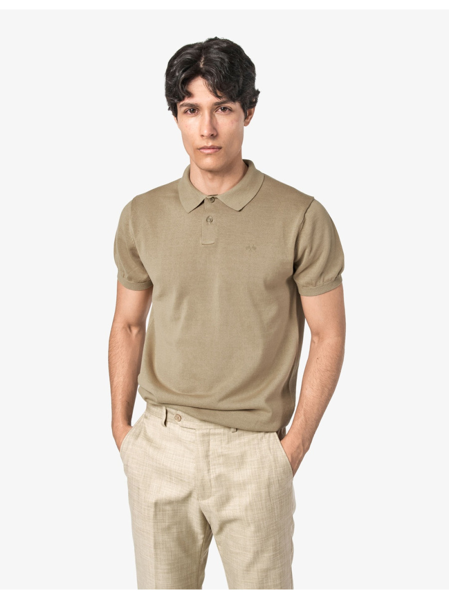 Polo Spagnolo Punto Estructura Liso Hombre - Beige SPAGNOLO Raíz Inicio HOMBRE ROPA POLOS