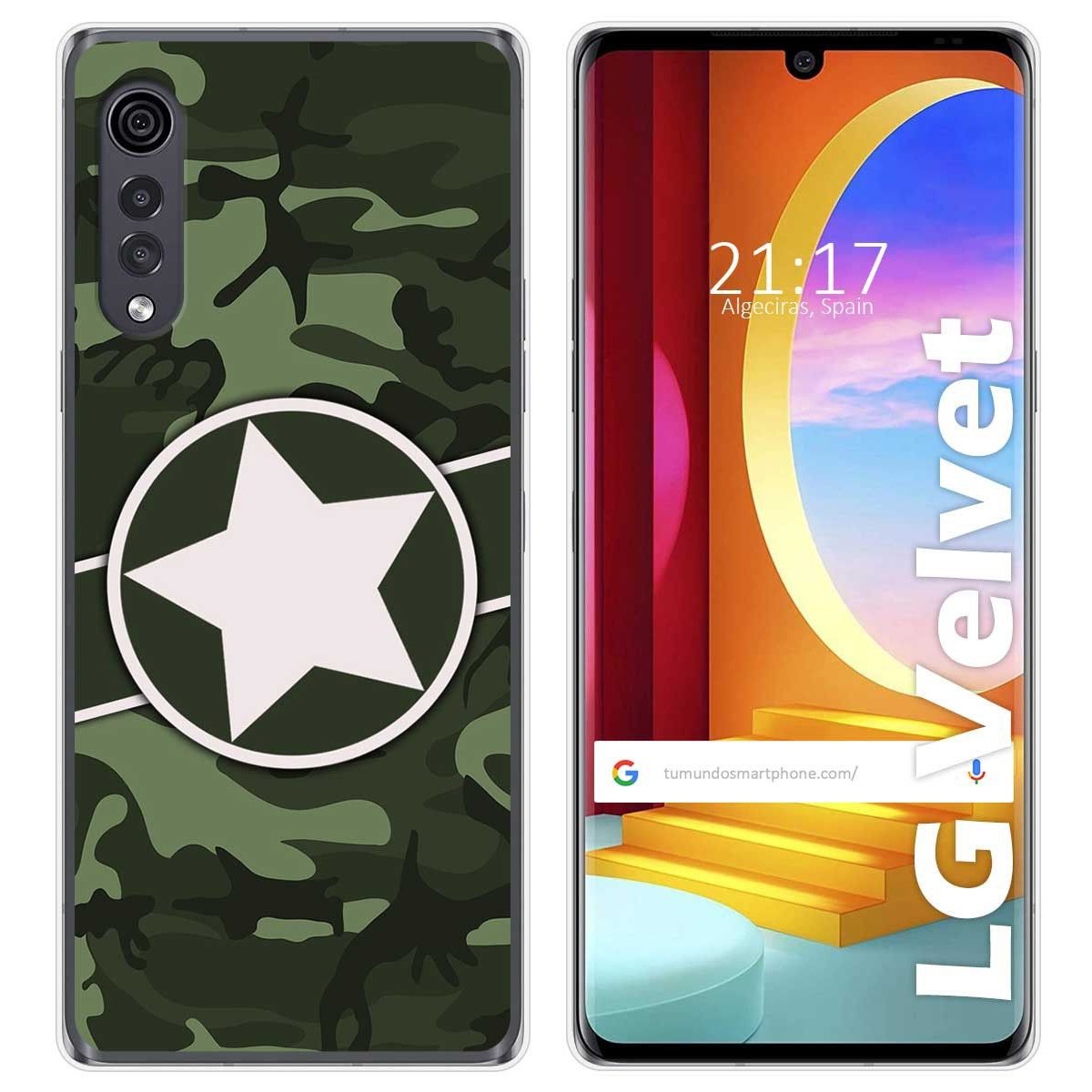 Tumundosmartphone Funda Gel Tpu para LG Velvet 5G diseño Camuflaje 01 Dibujos