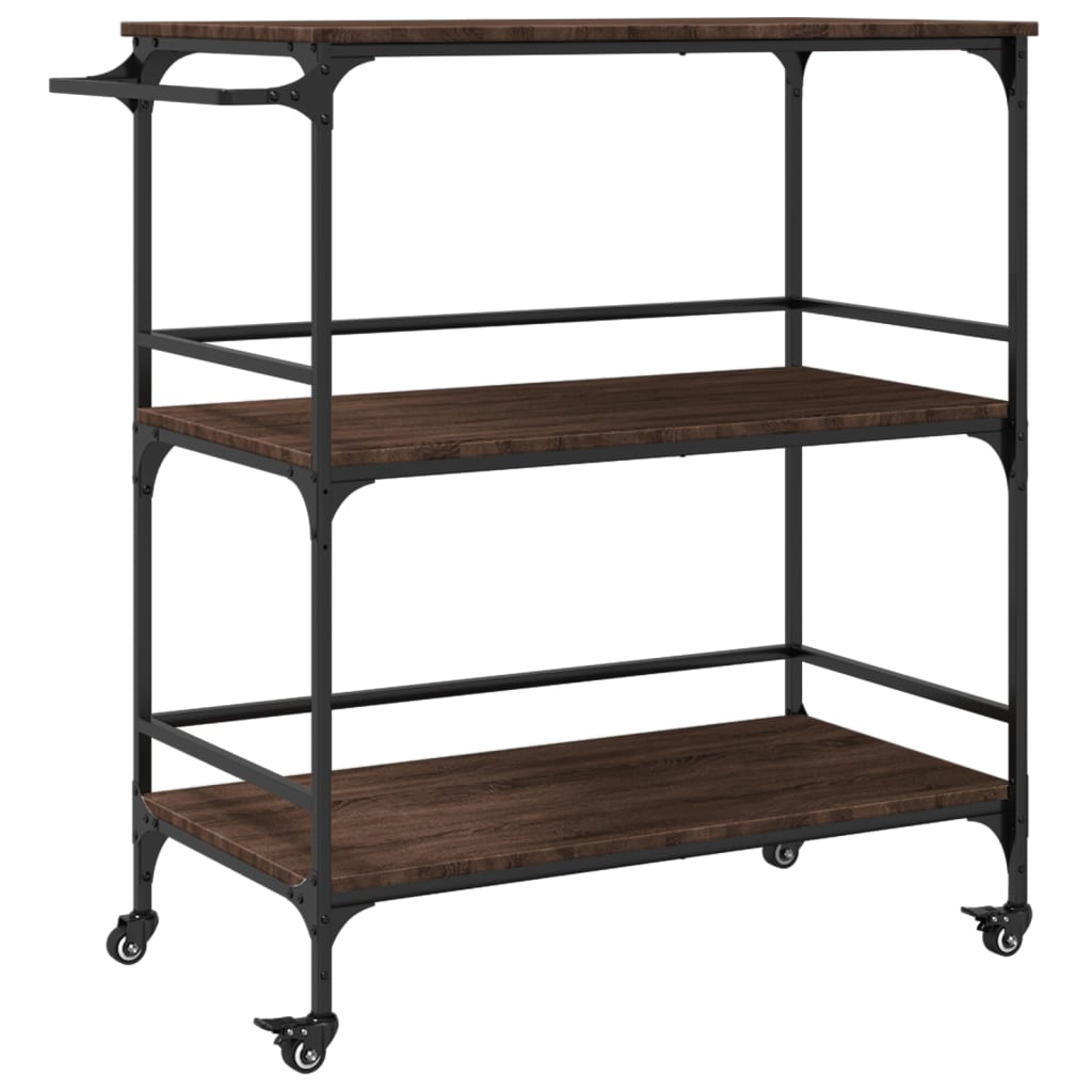 vidaXL Carrito de cocina madera ingeniería marrón roble 100,5x50x105cm
