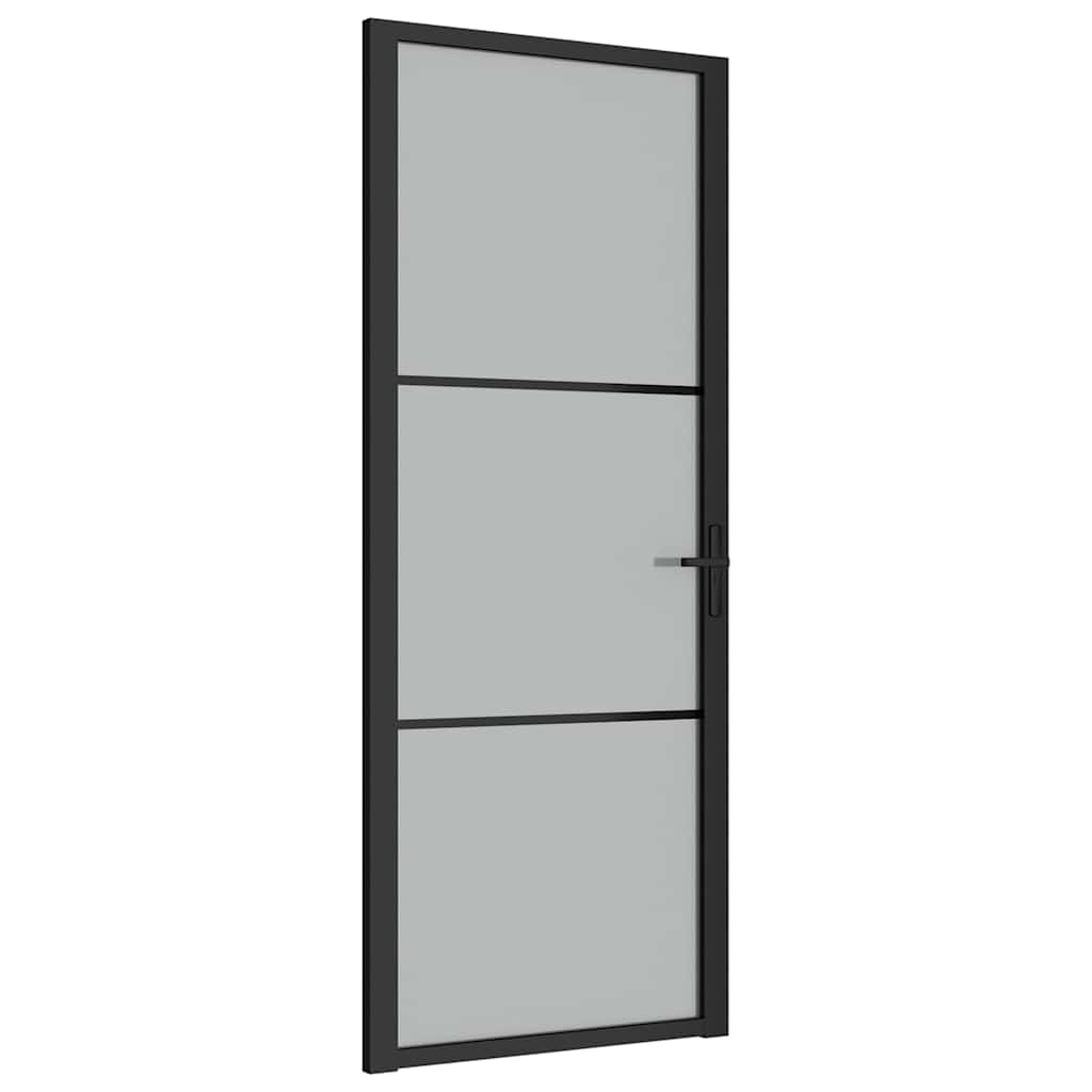 vidaXL Puerta interior de vidrio y aluminio negro mate 83x201,5 cm