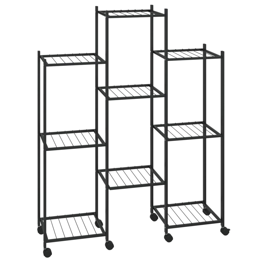vidaXL Soporte para Flores Hierro Negro Plantas Estantería Altas  83x25x100 cm Modelo Con rueda, Sin rueda