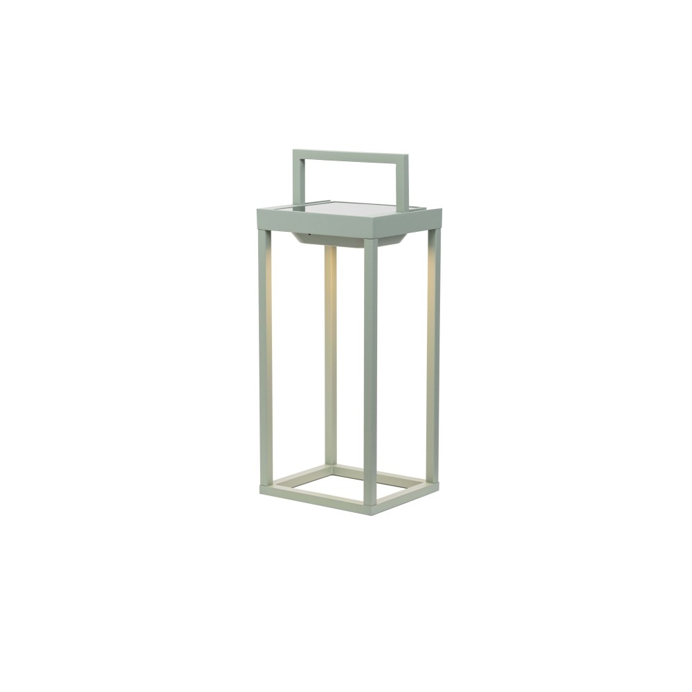 Zafferano - Farol solar para el hogar con 2 LED, 37,3 cm, lámpara de pared y mesa de 2 W a batería con sensor crepuscular, color verde salvia