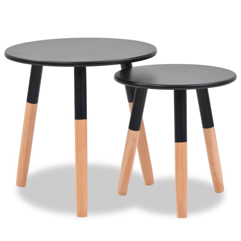 Vidaxl Set de Mesas Auxiliares de Madera Maciza de Pino Blanco, Negro, Gris y Más - 2 Unidades