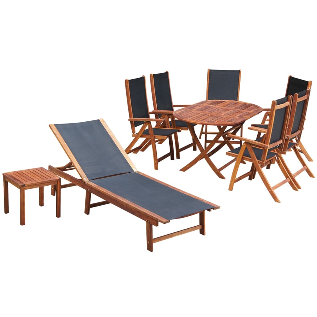 vidaXL Set comedor de jardín 9 pzas y cojines madera maciza de acacia