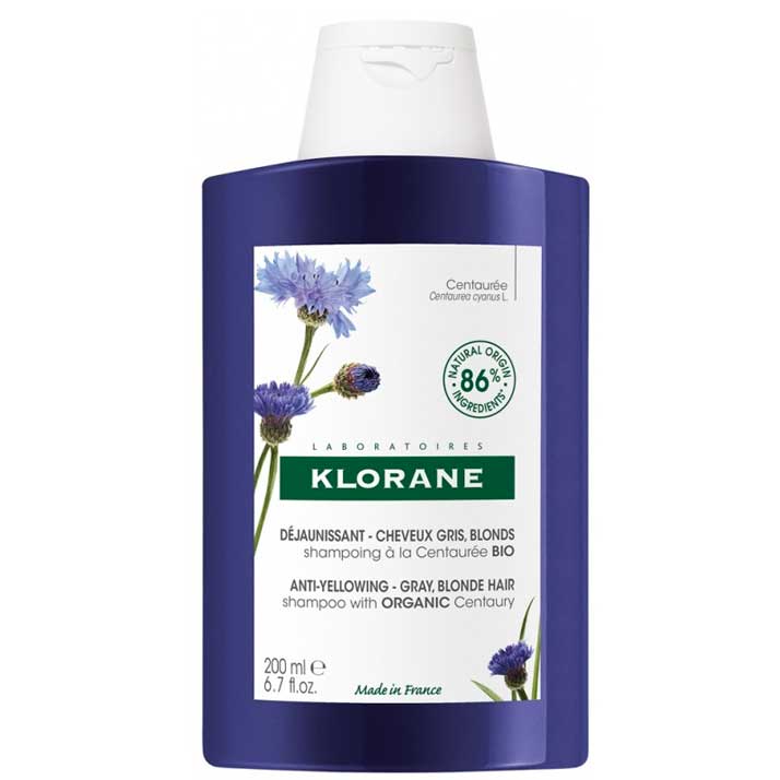 Champú Klorane Centaurea para Cabello Blanco y Gris, Suavidad y Reflejos Plateados