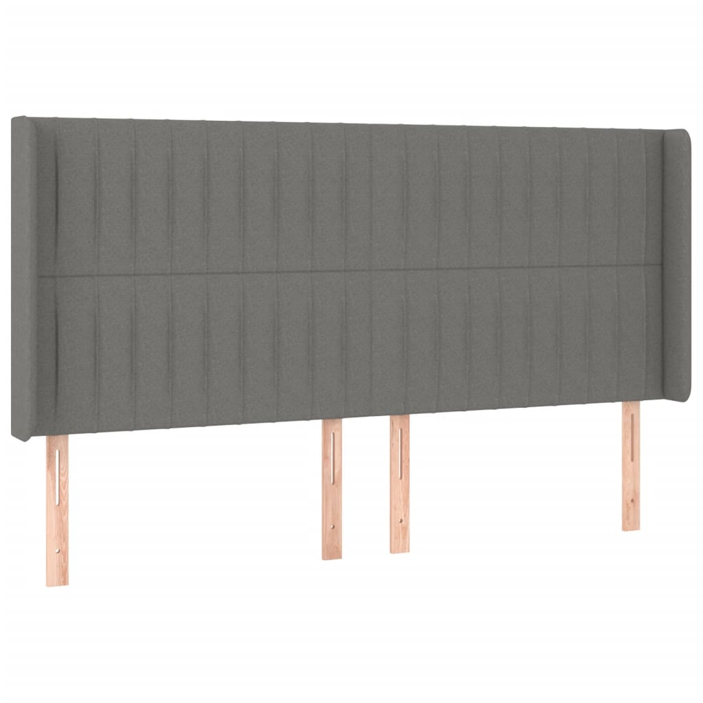 vidaXL Cabecero con LED de tela gris oscuro 203x16x118/128 cm
