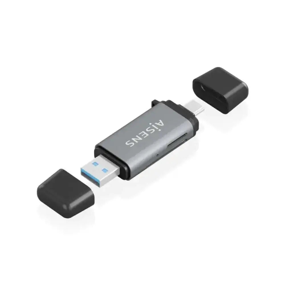 Lector de Tarjetas Aisens ASCR-2AC11-GR SD MicroSD MMC RS-MMC USB-A USB-C Gris