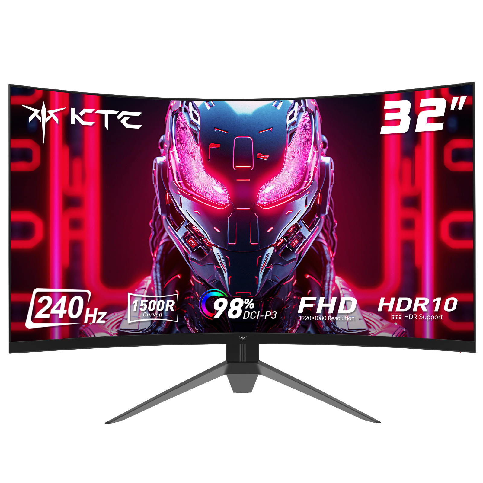 KTC Monitor Gaming Curvo 32 Pulgadas, 240Hz, 125% sRGB, 1920x1080 , 1ms, HVA 1500R Sin Marco, HDR10, FreeSync & G-Sync, Pantalla de reducción de luz Azul, DP1.4 , HDMI2.0 , H32S17F