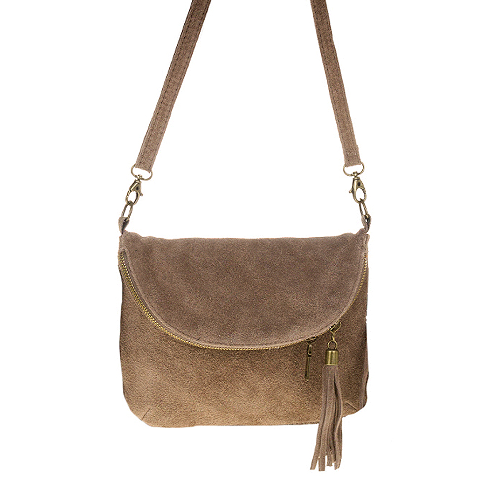 Firenze Artegiani. Cenerente Bolso bandolera Mujer.Piel auténtica Gamuza  . Made in Italy. Vera Pelle Italiana.