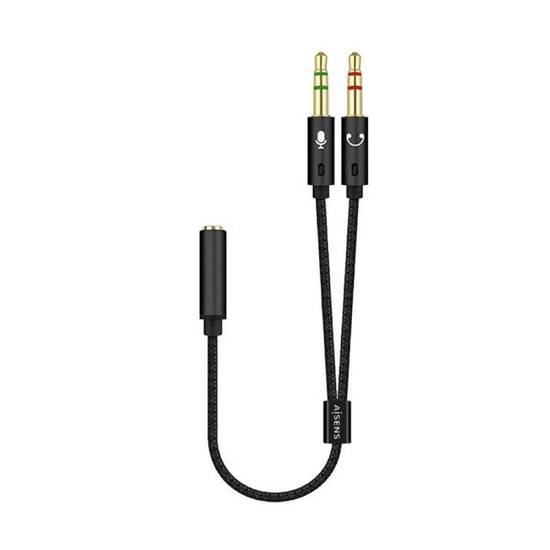 Adaptador aisens a128-0418/ jack 3.5 hembra - 2x jack 3.5 macho/ 25cm/ negro