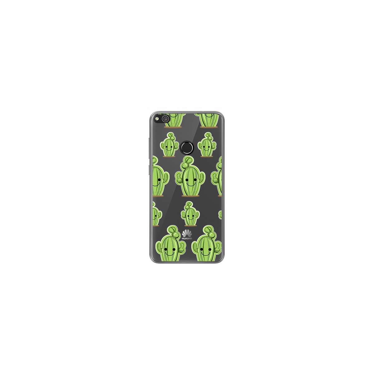 Tumundosmartphone Funda Gel Transparente para Huawei P8 Lite 2017 Diseño Cactus Dibujos
