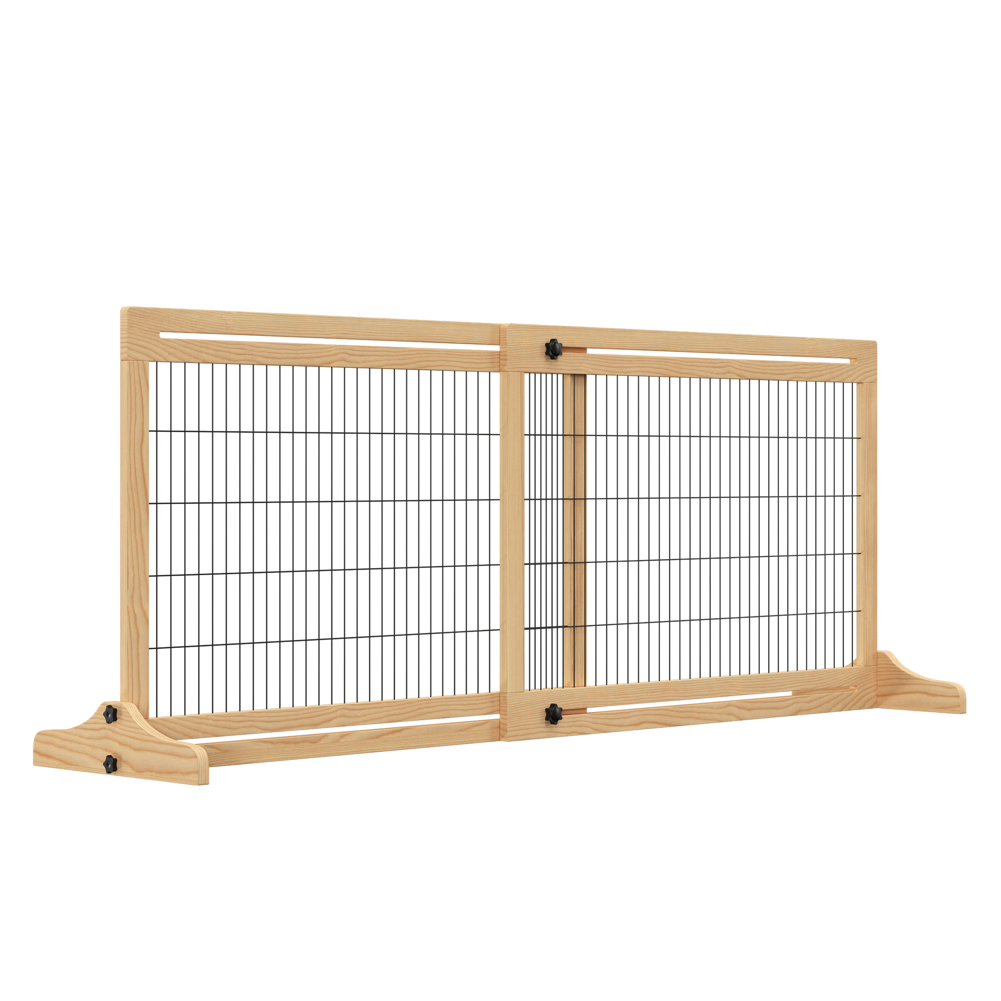 PawHut Barrera de Seguridad para Perrros de Madera Extensible con Pies de Soporte Valla Protección Mascotas Cachorros para Puerta Escalera Pasillo 104-183x36x69 cm