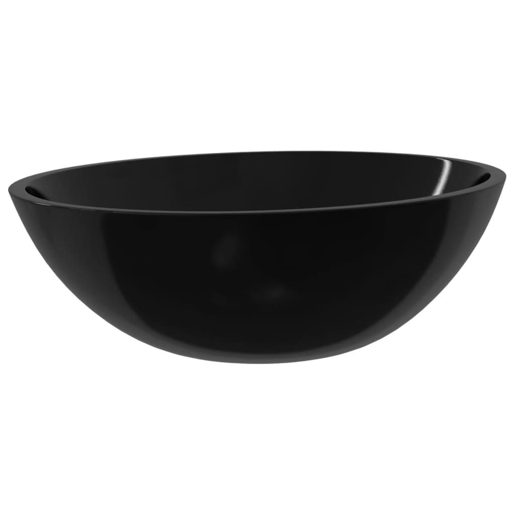 vidaXL Lavabo de vidrio negro 50x37x14 cm