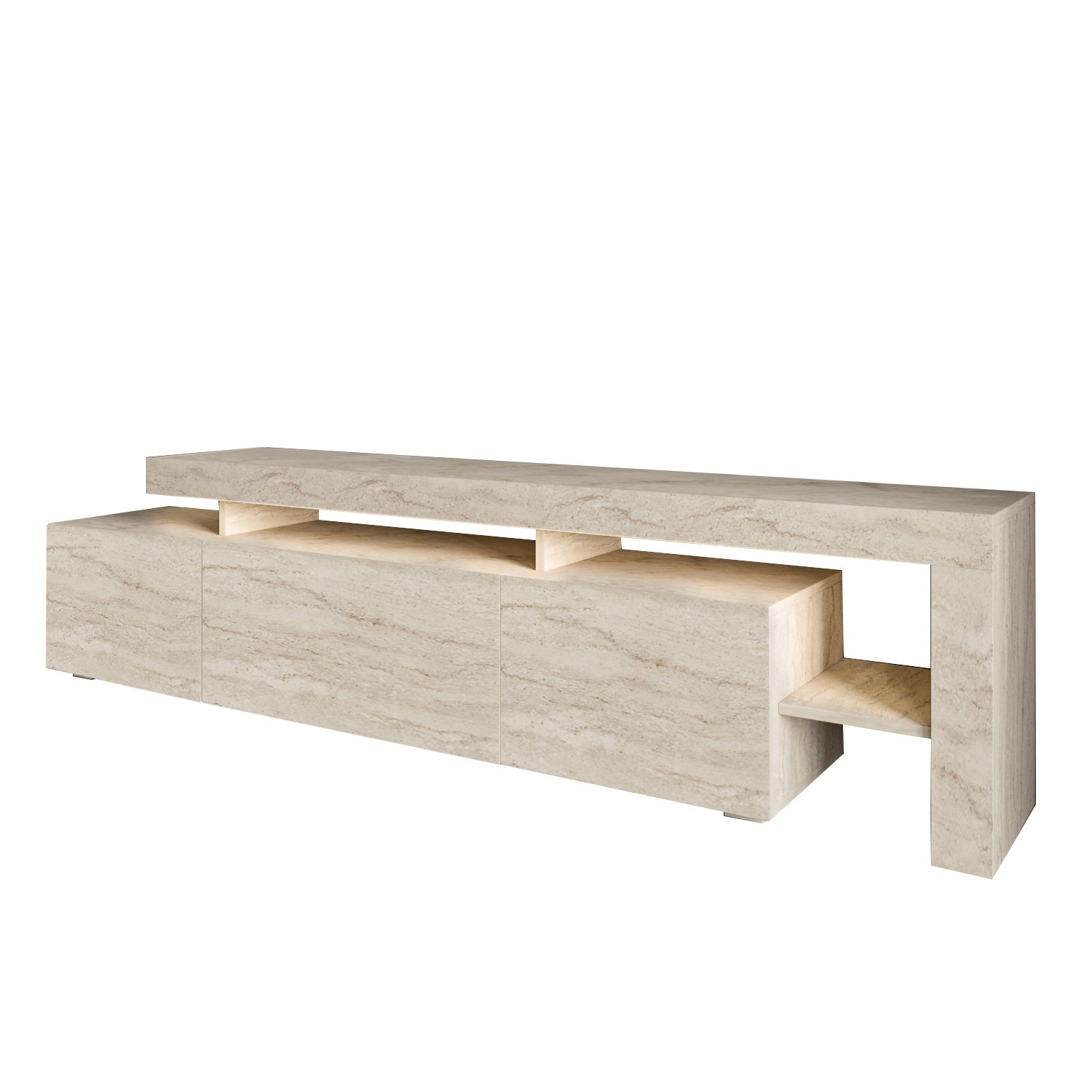 Habitat y Jardin - Soporte de TV de madera "Beliz" - 192 x 37 x 53 cm - Travertino