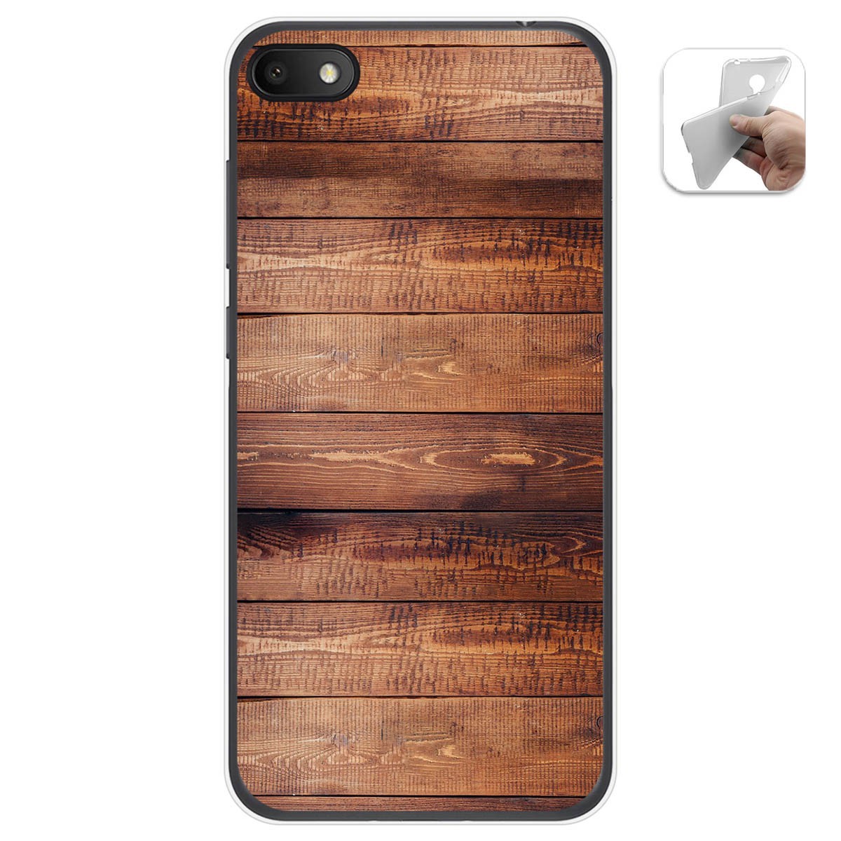 Tumundosmartphone Funda Gel Tpu para Alcatel 1V 2019 diseño Madera 02 Dibujos