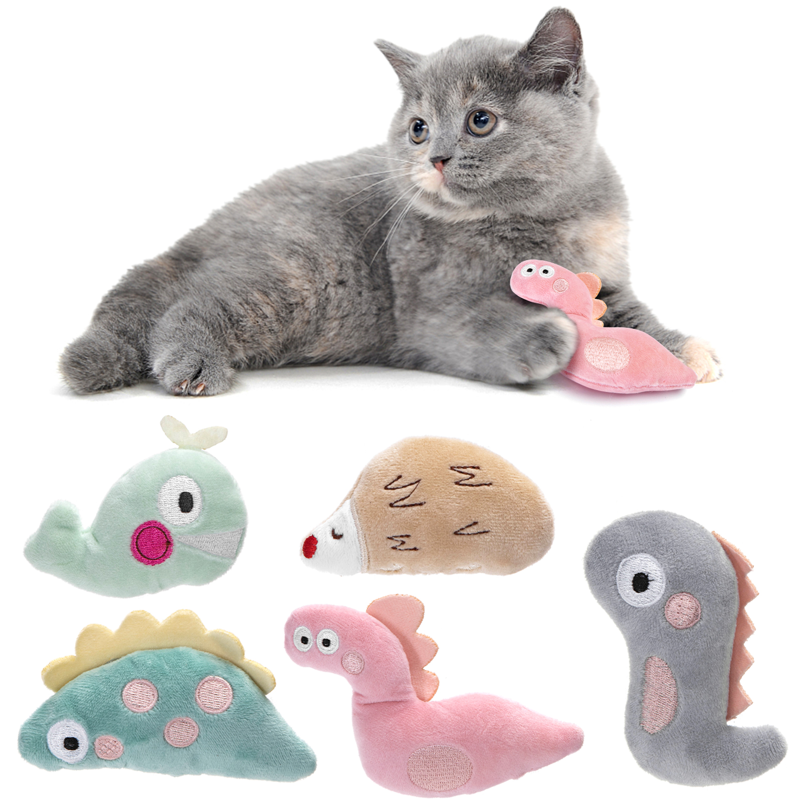 Nobleza Juguetes con Hierba Gatera 5pcs Catnip Plush Toys,Soft Plush Cat Toys,Toy Sets Kitten Cleaning Training Play Nibble