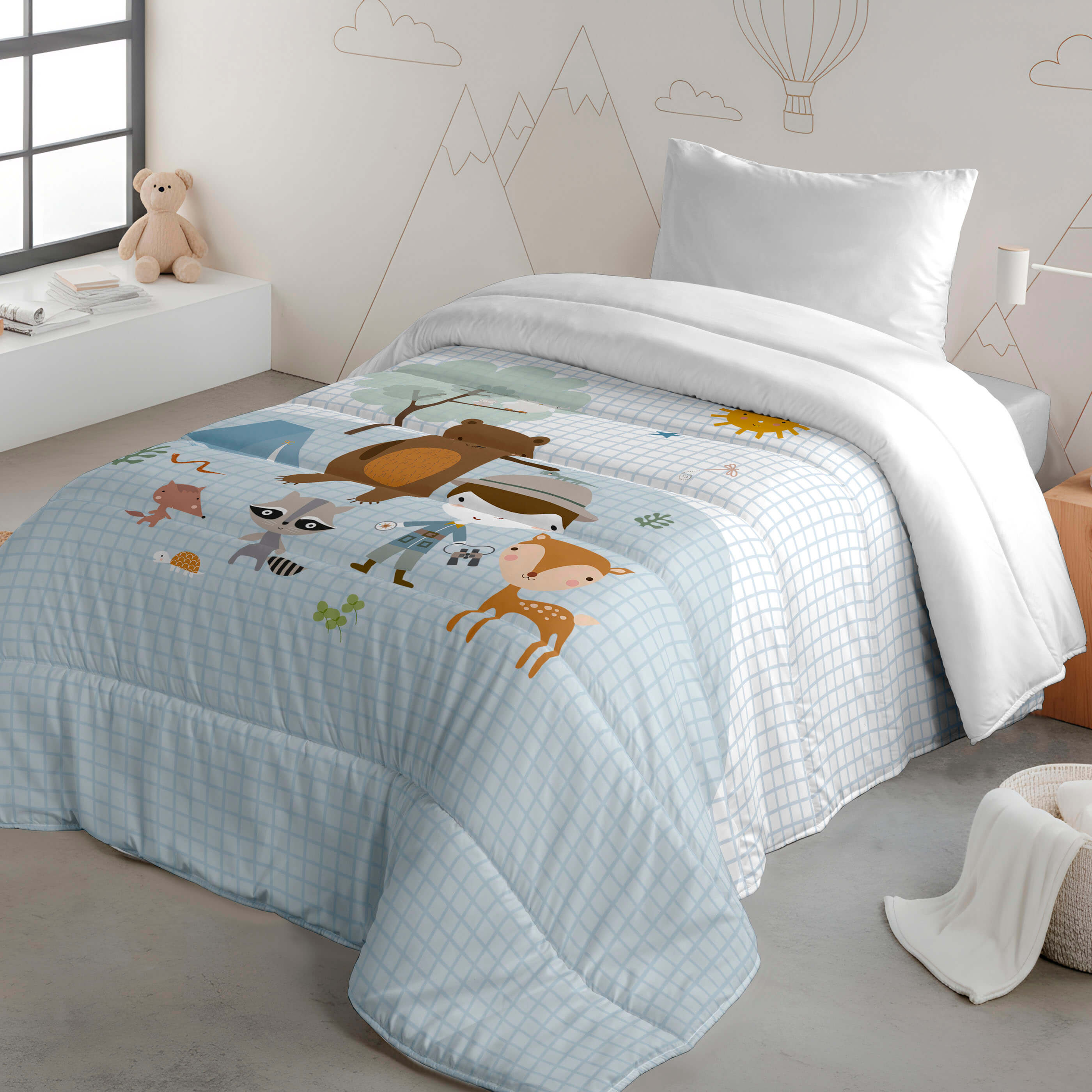 HACIENDO EL INDIO - Edredón Nórdico Infantil Estampado 100% Algodón -  Relleno 200 gr Tacto Pluma - Ideal para Invierno, Antialérgico y Transpirable - Disponible para Cama 90/105 cm - Fabricado en España