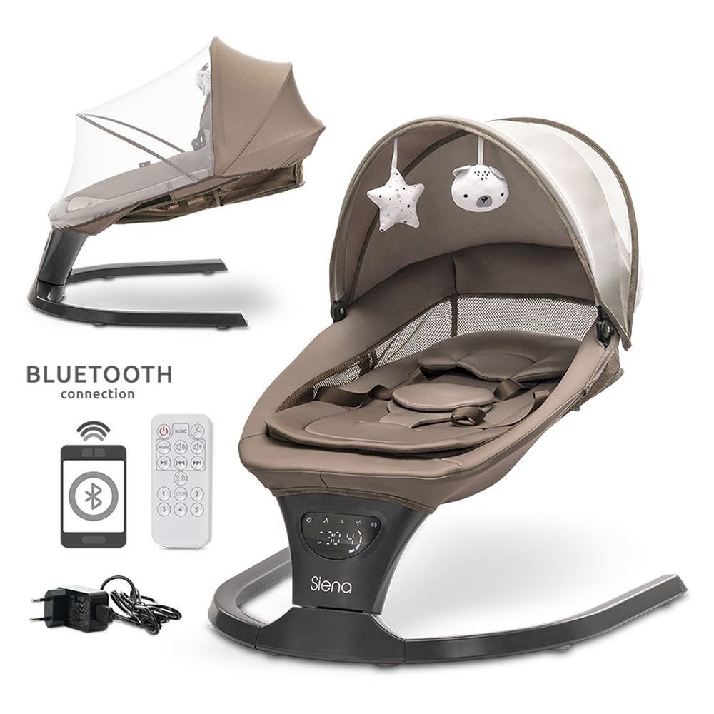 Silla Columpio Eléctrica SIENA para Bebés con 5 Posiciones de Balanceo, Panel Musical y Control por Mando