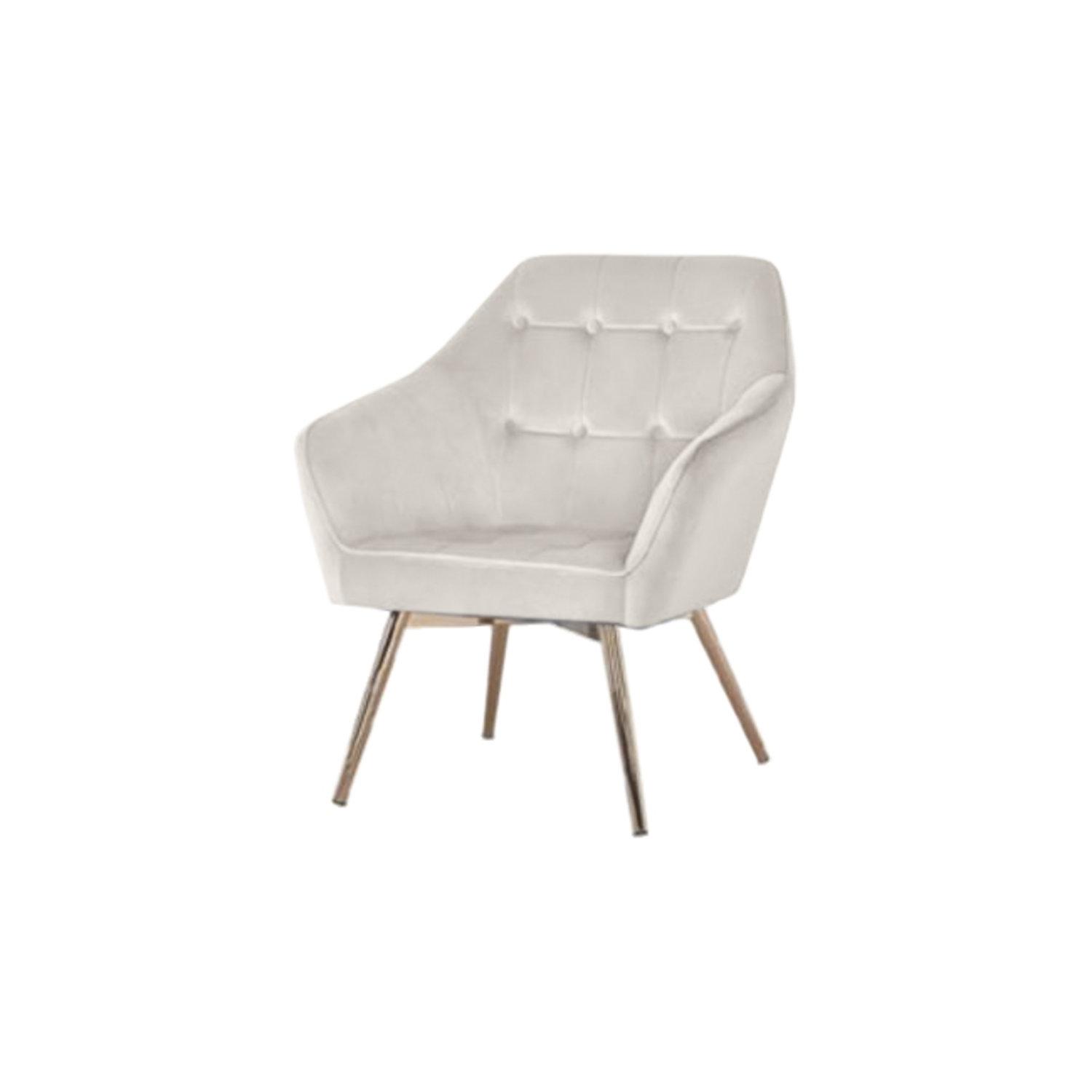 BUTACA POLIESTER METAL 74X74X90 VELVET CREMA FIJALO MB207821