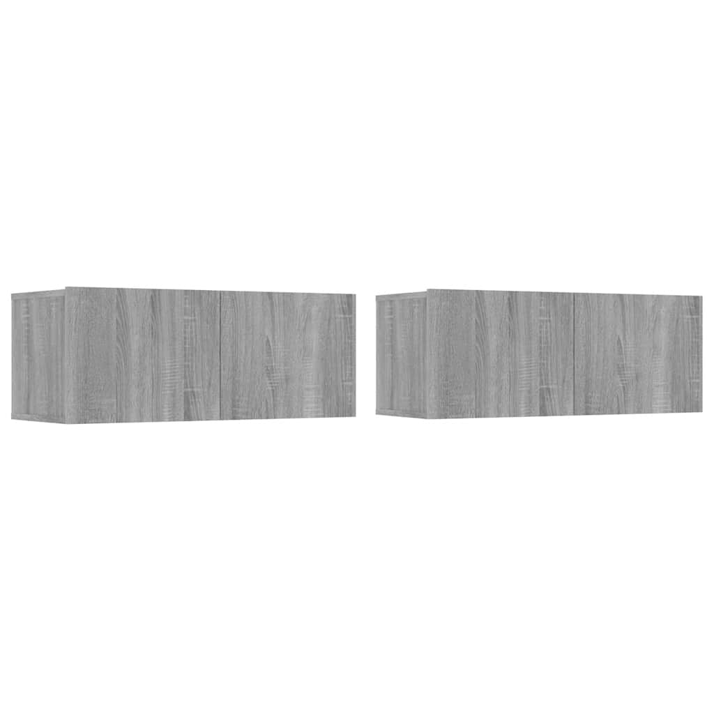 vidaXL Muebles de TV 2 uds madera ingeniería gris Sonoma 80x30x30 cm
