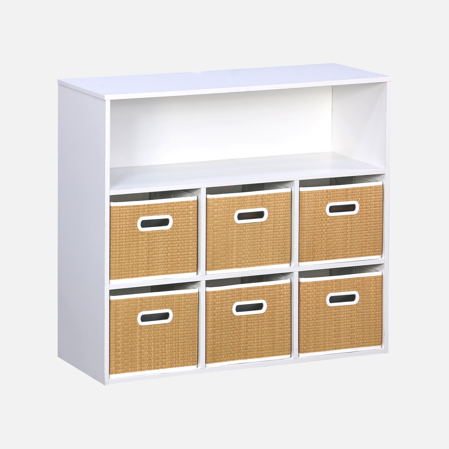 sweeek - Mueble infantil con 6 cestas de fibra vegetal , Camille , 76x29x70
