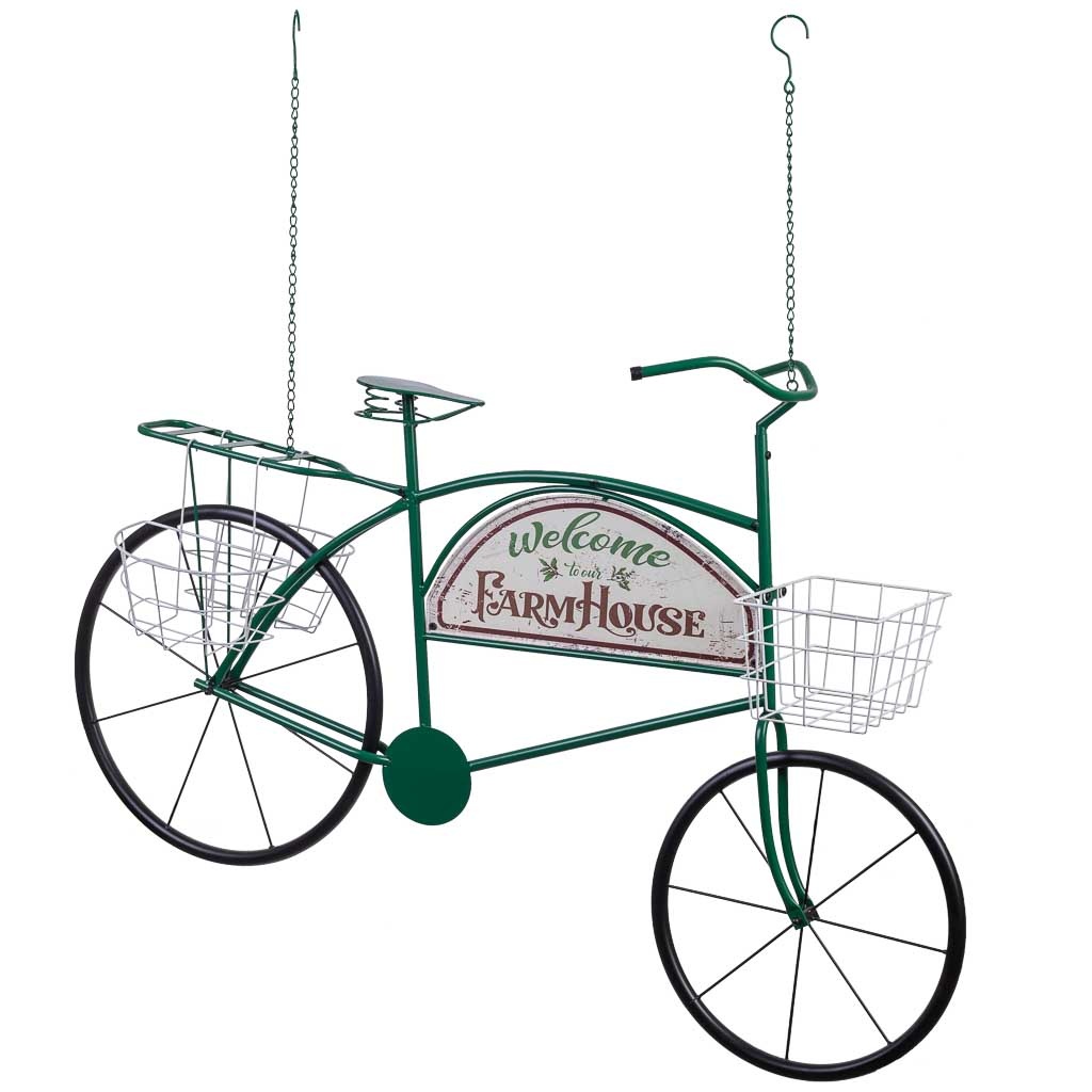 Wonderlust Deco - Bici decor de metal con dos cestos 134x32x85h cm Verde 134x32x85h cm