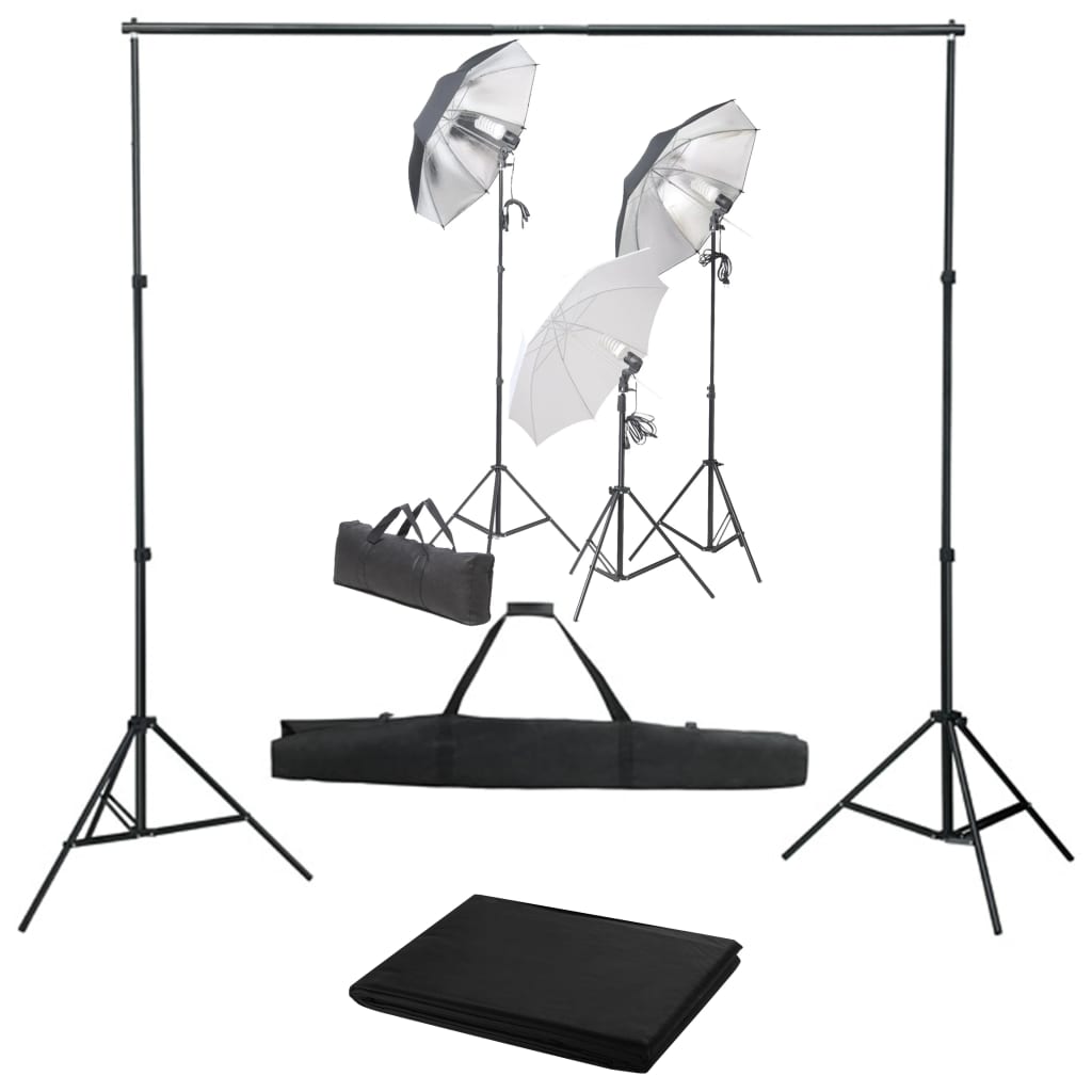 vidaXL Kit de Estudio Fotográfico con Set de Luces y Fondo Lámparas Fotografía Color Verde, Blanco, Negro y mas