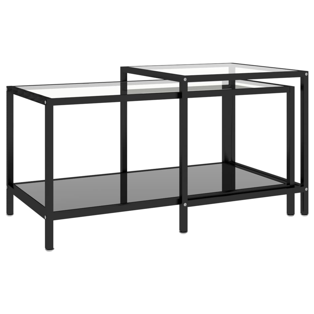 Vidaxl Mesita de Centro de Vidrio Templado Transparente y Negro