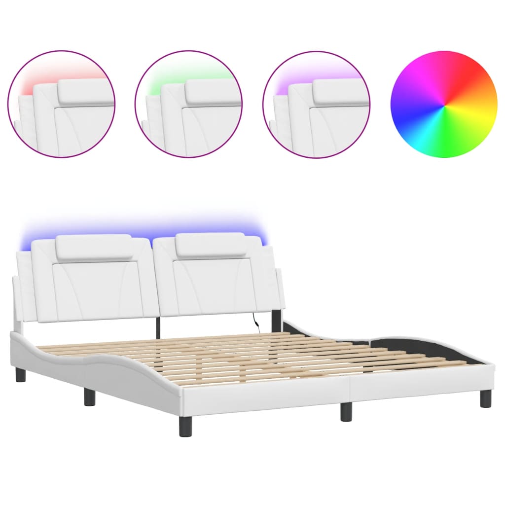 vidaXL Estructura de cama Viana con LED sin colchón sin colchón blanco 180x200 cm
