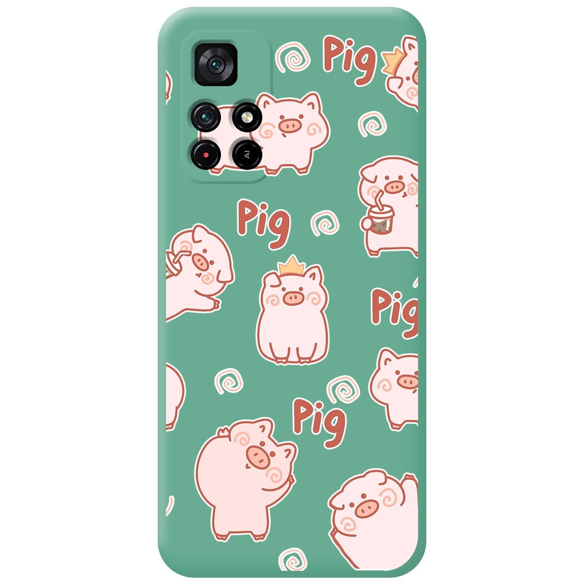 Funda Silicona Líquida Verde para Xiaomi Redmi Note 11s 5G diseño Cerdos Dibujos