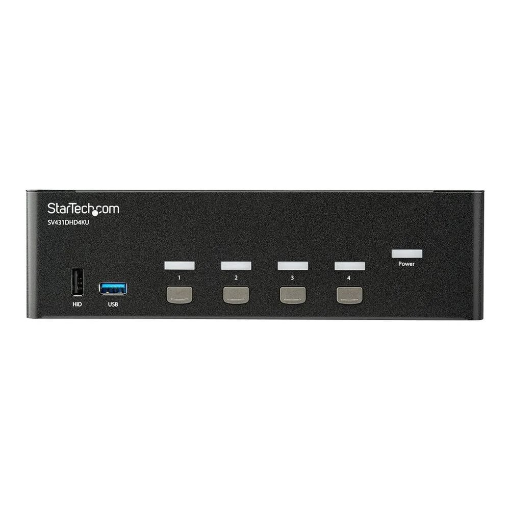 HUB Switch puertos 10 StarTech SV431DHD4KU | 4 puertos KVM (conmutador KVM para 4 equipos) con soporte de audio y USB, Negro