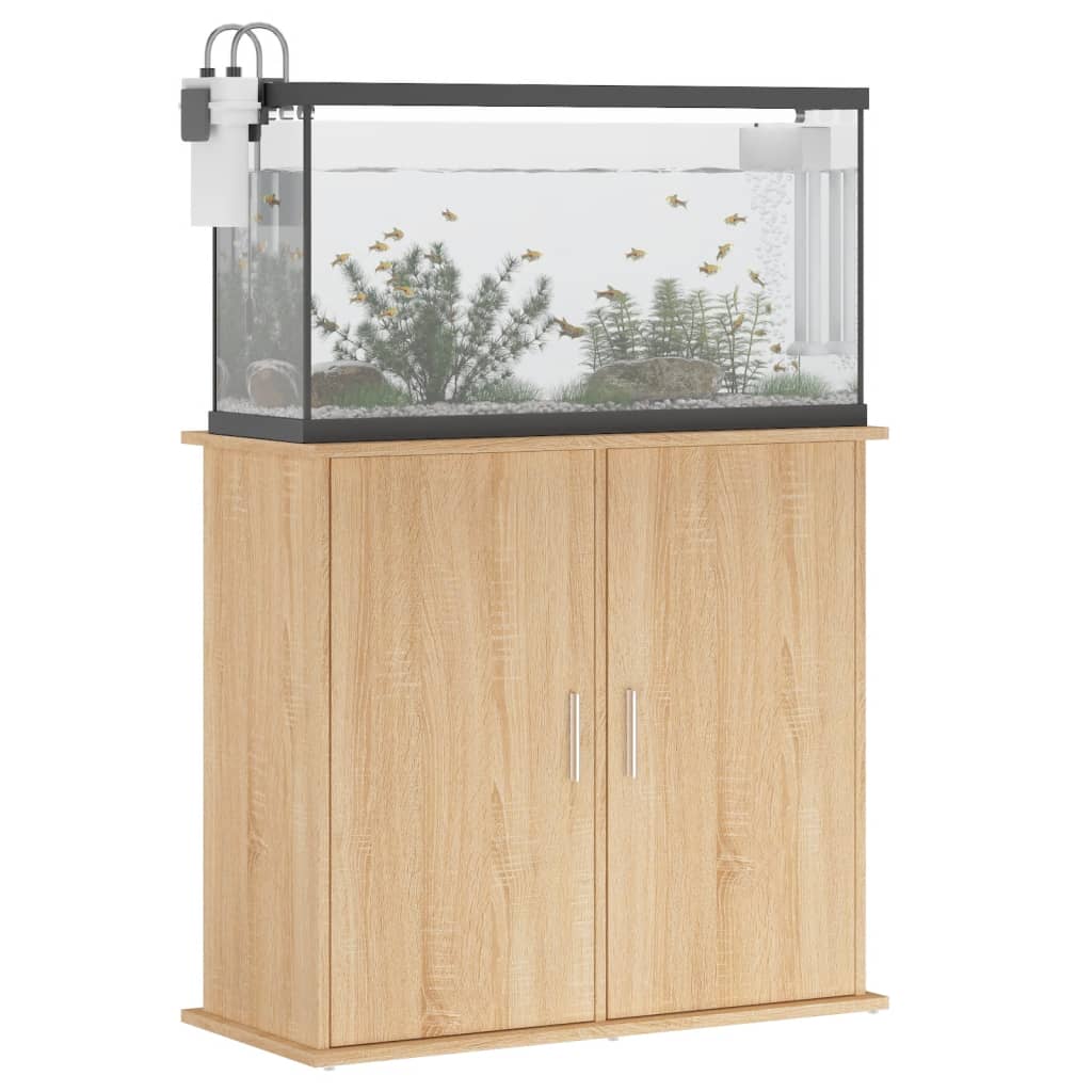 vidaXL Soporte de acuario madera ingeniería 81x36x73 cm Color Blanco brillante,  Gris hormigón,  Roble ahumado y mas