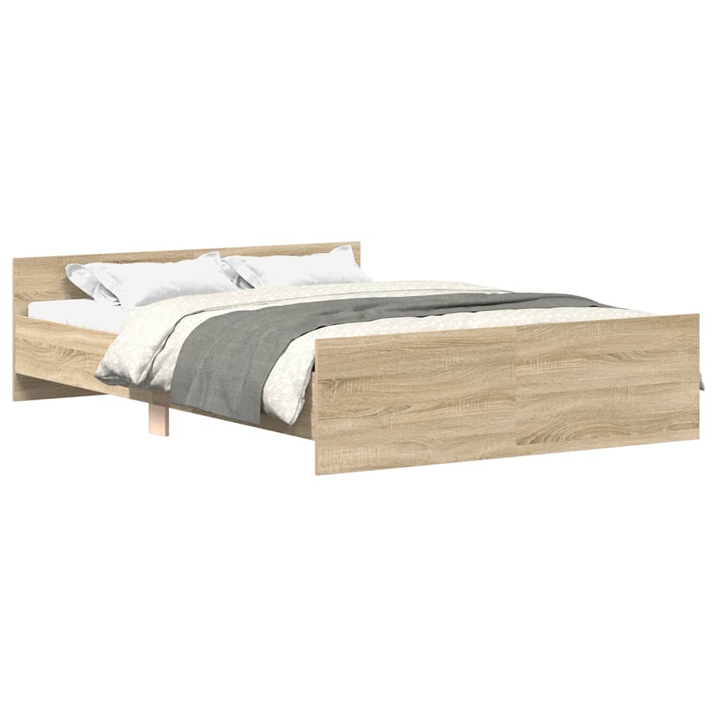 vidaXL Estructura de cama con cabecero piecero roble Sonoma 140x190 cm