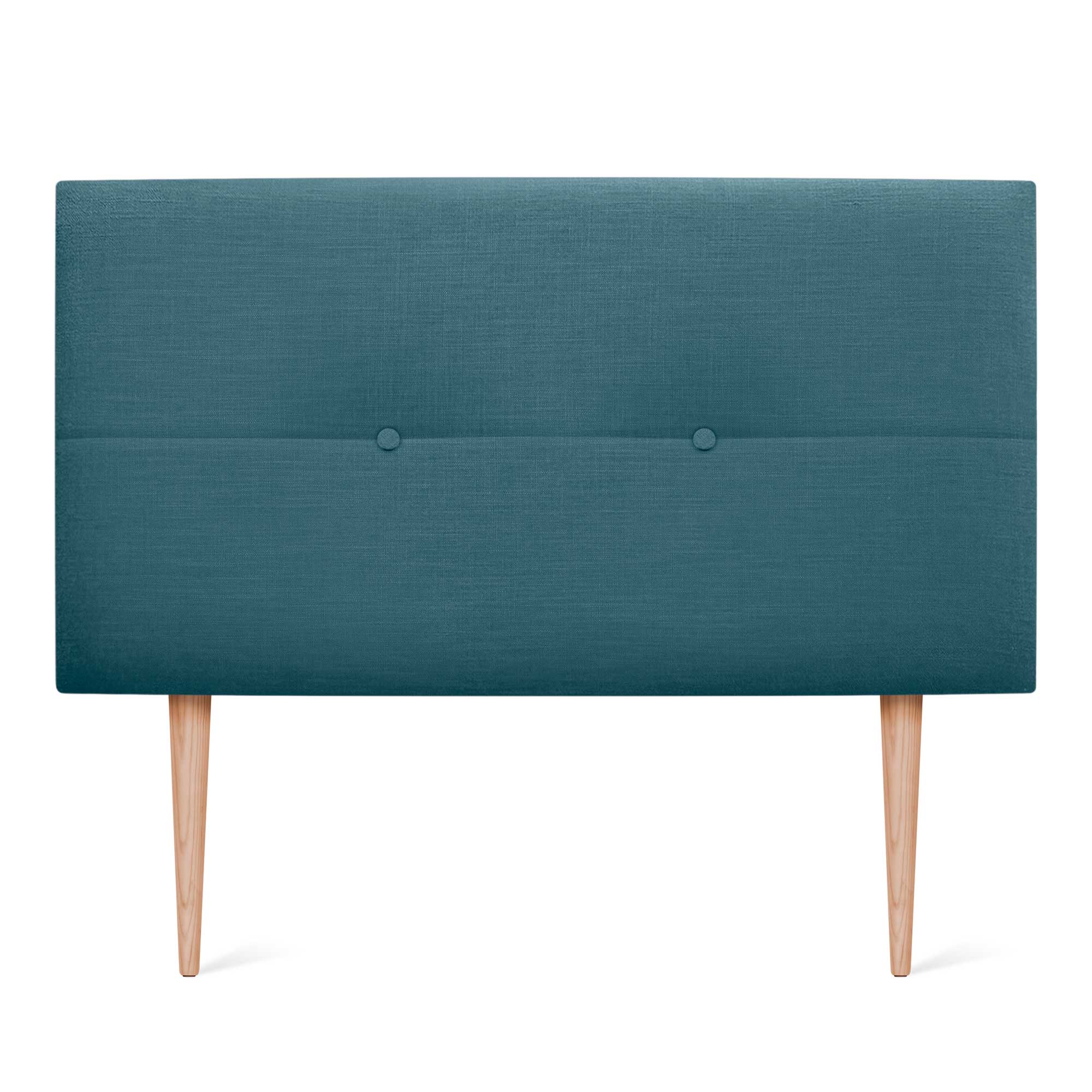 DHOME Cabecero de Lino Natural con Botones y Patas de Madera Cabezal Tapizado Cama Dormitorio Moderno
