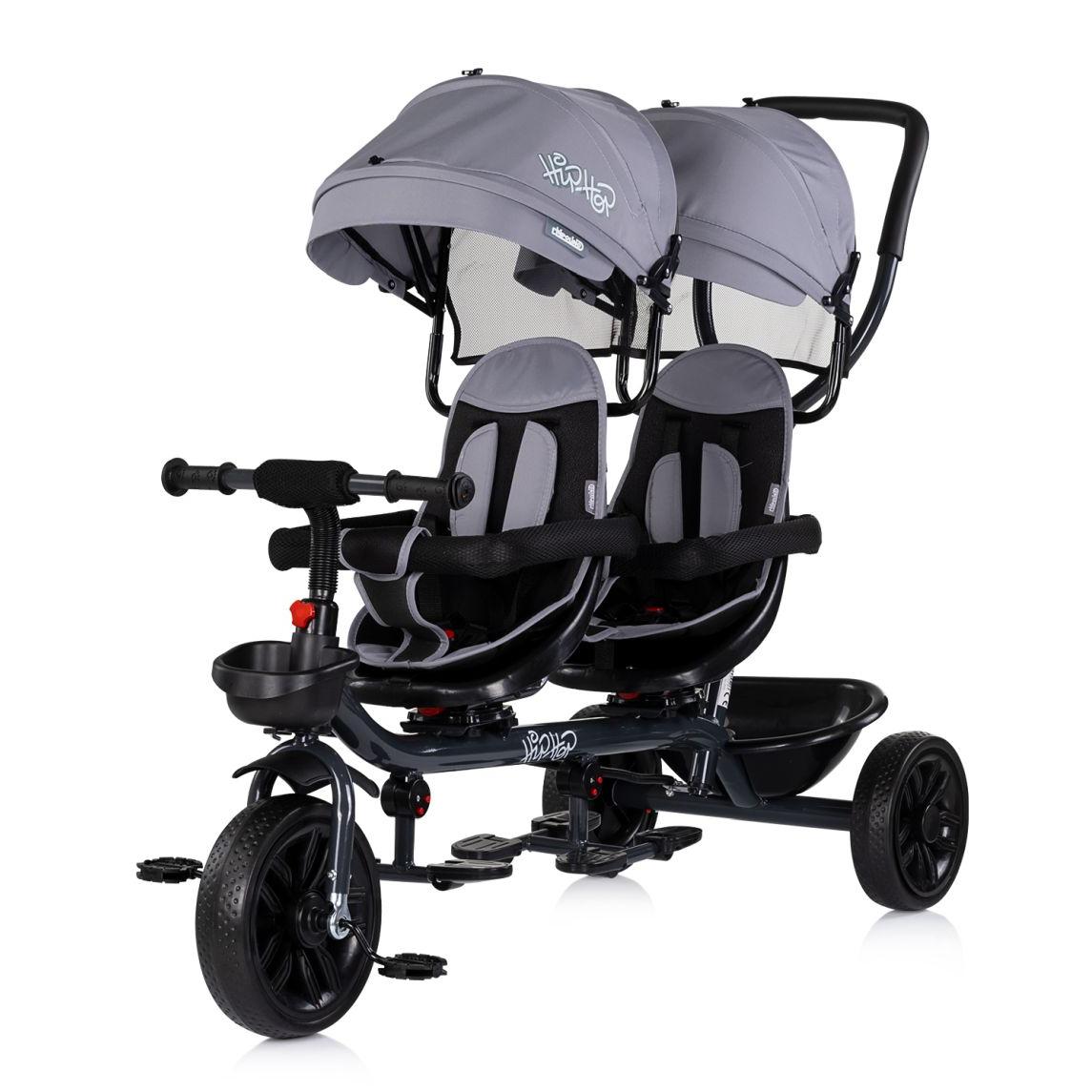Triciclo Gemelar HIP HOP Chipolino con Asientos Giratorios 360º y Control Parental hasta 40 kg