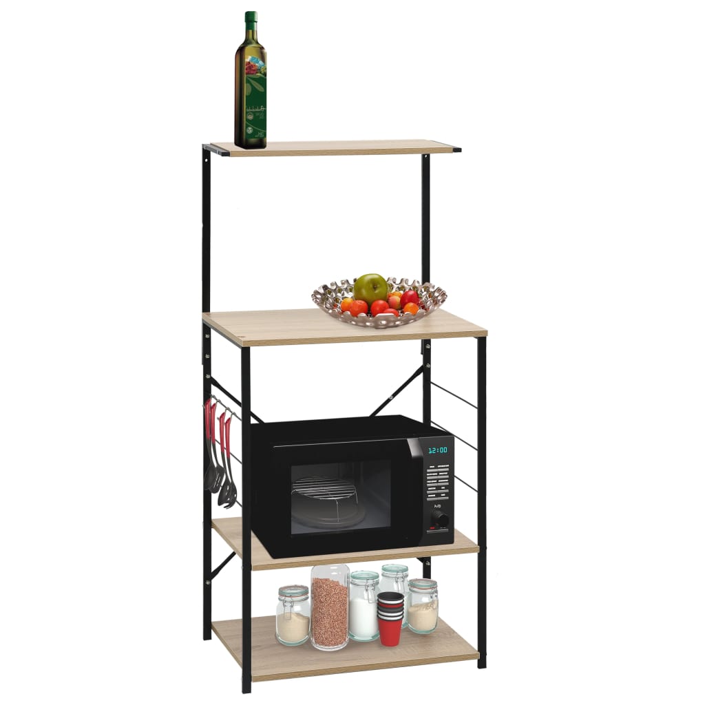 vidaXL Armario de Microondas Contrachapada Roble Soporte Estante Cocina Color blanco y roble,  negro y roble,  Blanco y mas