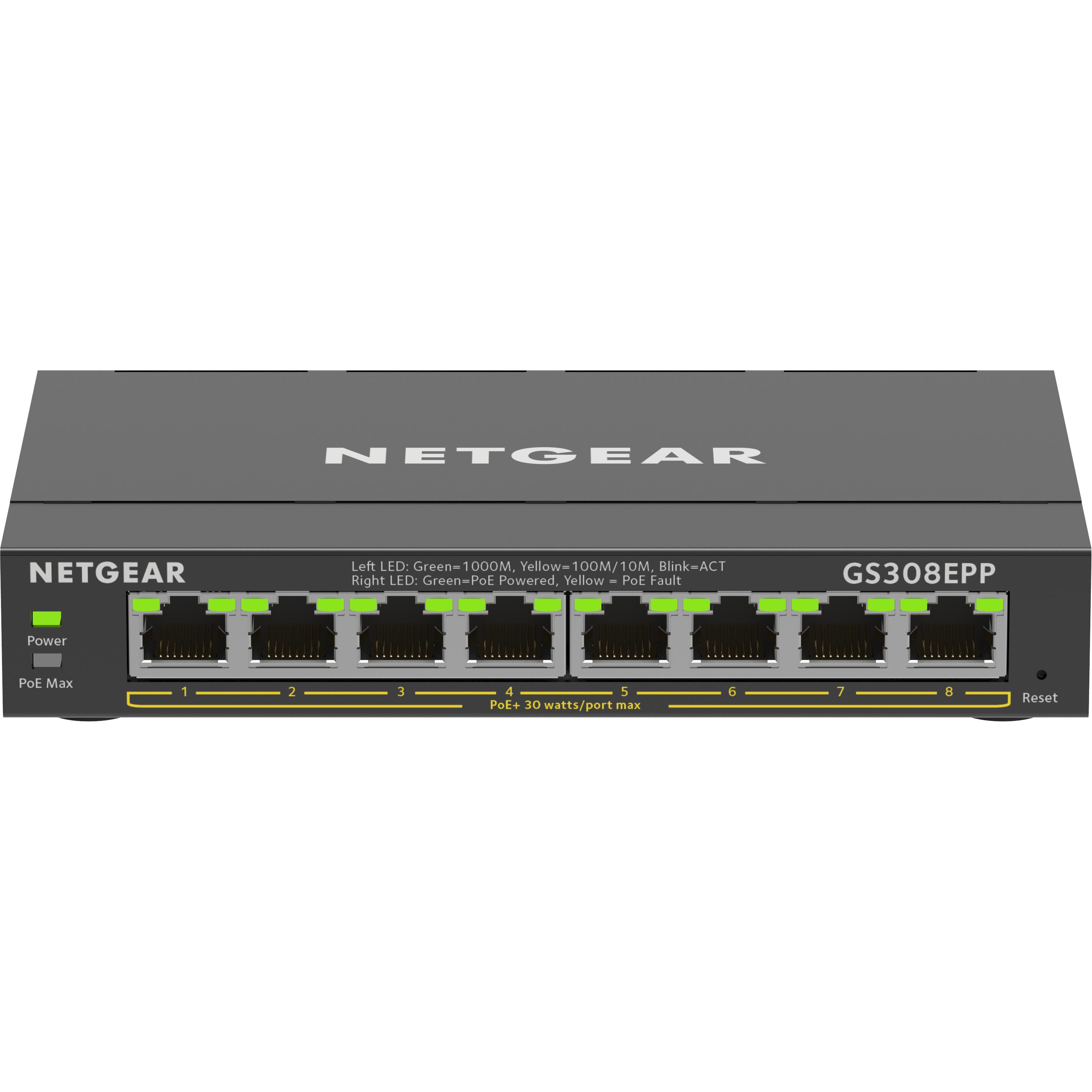 Netgear GS308EPP Gestionado L2/L3 Gigabit Ethernet (10/100/1000) Energía sobre Ethernet (PoE) Negro