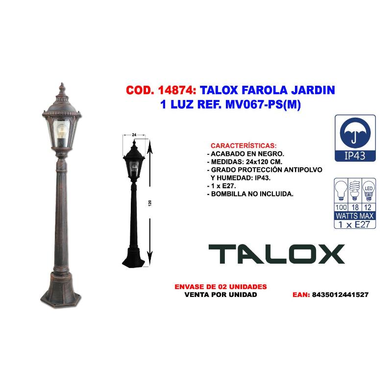 Talox farola jardin 1 luz ref. mv067-ps(m)