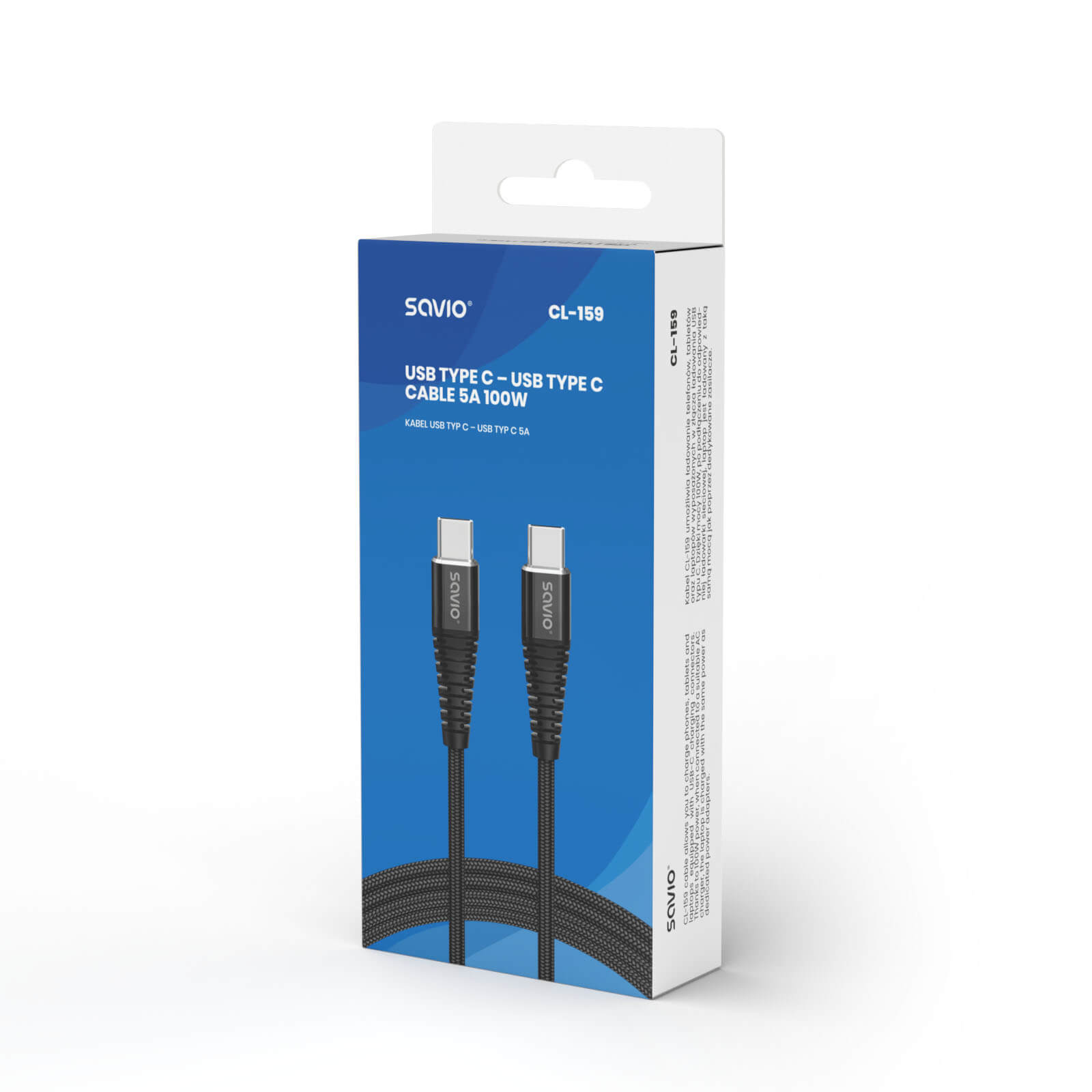 Savio cl-159 cable usb 1 m usb 2.0 usb c - usb c negro