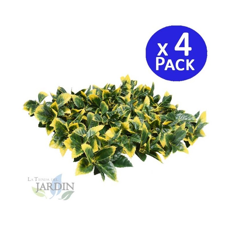 SUINGA Pack 4 Jardin Vertical Laurel 50x50 cm | Planta Artificial | Decoración Pared Interior Exterior | Jardines Verticales