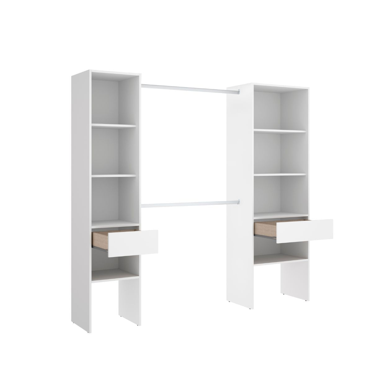 Vestidor Suit 2 columnas + 2 cajones blanco 187x160x50 cm