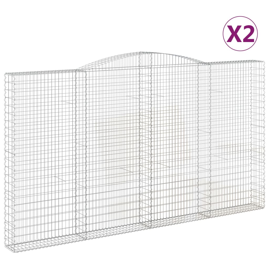 Vidaxl Cestas de Gaviones 2 Uds Forma de Arco Hierro Dimensiones 400 X 30 X 60/80 Cm, 400 X 30 X 120/140 Cm, 400 X 30 X 160/180 Cm y Mas
