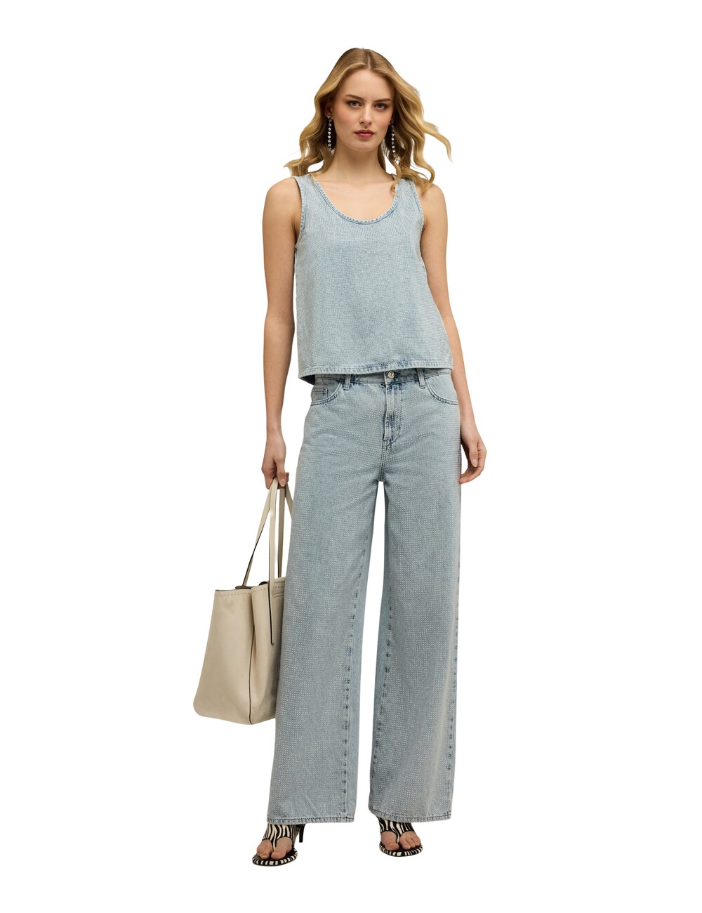 Motivi - Top de denim con cristales