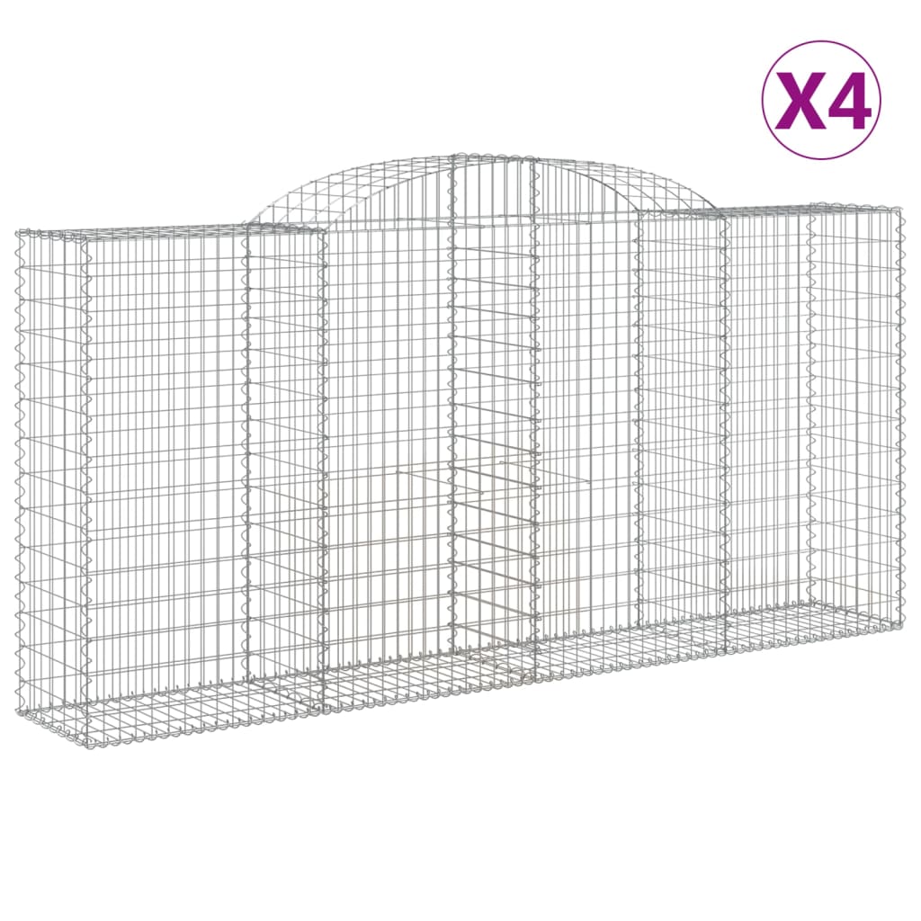 Vidaxl Cestas de Gaviones 4 Uds Forma de Arco Hierro 300x30x40/60 Cm