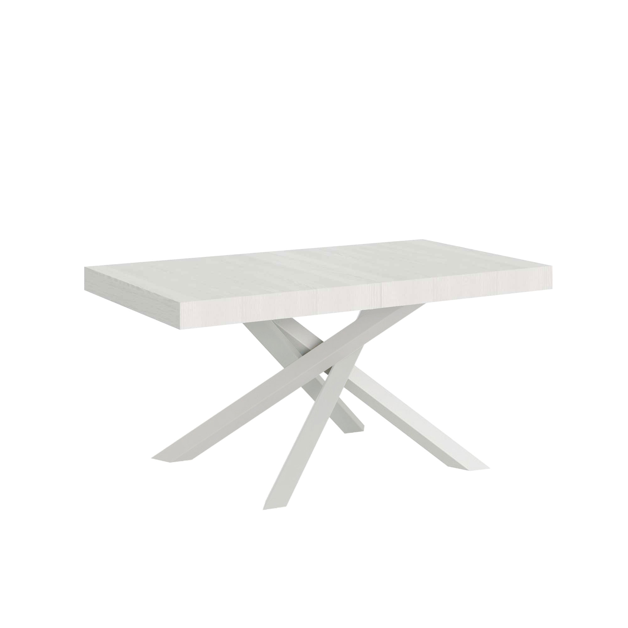 Mesa extensible Volantis Premium 200/460x90 cm fresno blanco patas blancas - Itamoby