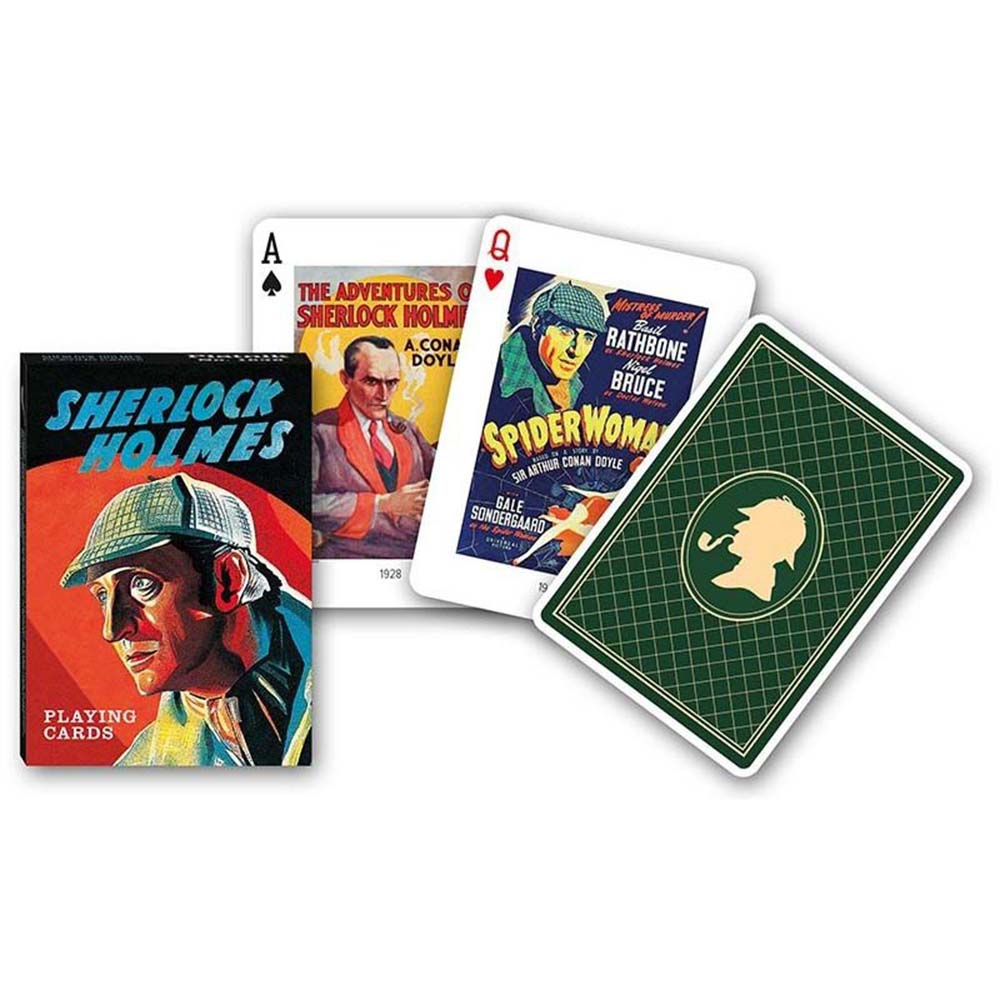 Piatnik Baraja de poker de 54 cartas Sherlock Holmes Detective privado Londres Cine clásico Suspense Miedo Carteles Películas Posters Fotografías Actores Actrices Juego mesa Jugar Adultos Colección Coleccionable Poquer